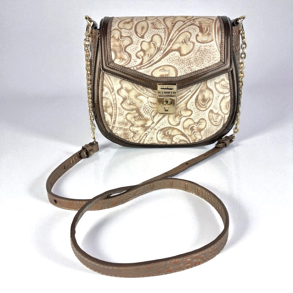 NWT Authentic Brahmin Lizzie Rose Gold Bourdelle Crossbody Genuine Leather Bag